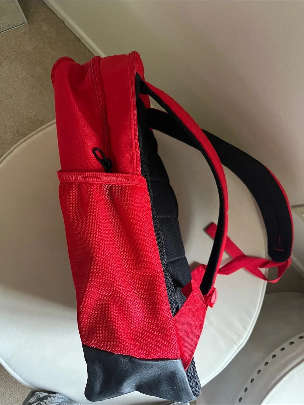 Nike Red and Black Backpack with White Swoosh